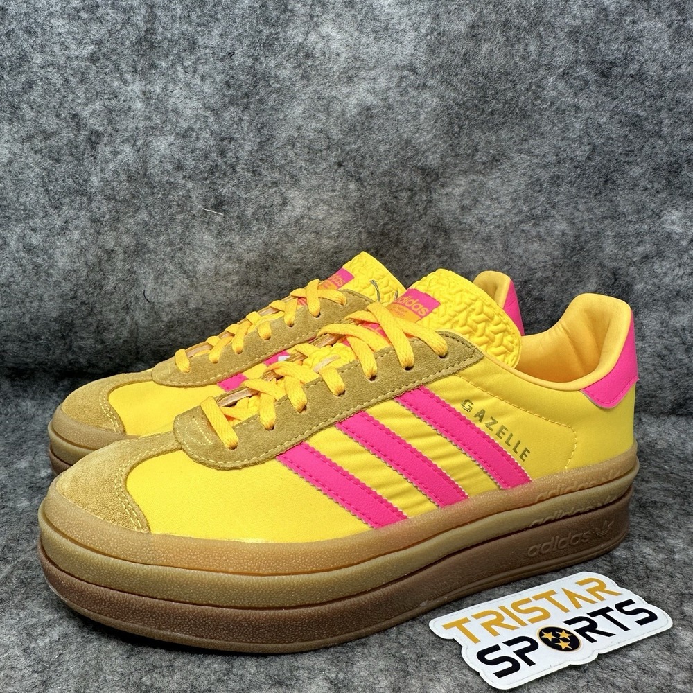 Adidas Gazelle Bold Shoes Womens Size 7 Yellow Pink Platform Sneakers IG4387